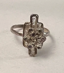 Vintage 925 Sterling Silber filigran Statement Ring Größe 5 3/4 - Bild 1 von 6