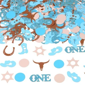 Cowboy Birthday Confetti, First Rodeo Birthday Party Decorations Boy Blue, 20... - Picture 1 of 7