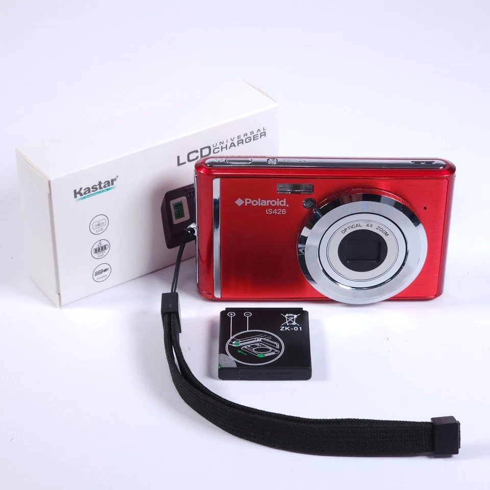 Polaroid Digital Camera iS426 16.0MP Red w/ Battery & Charger Tested - Image 1 of 4