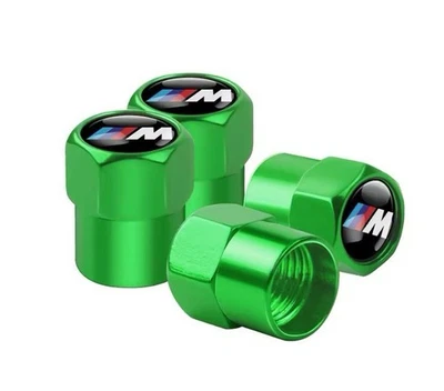 BMW M Sport BRAND NEW 4x GREEN Tyre Valve Dust Caps 1 2 3 4 5 6 Series - Image 1 of 2