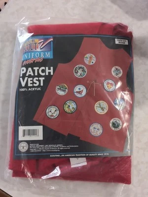 BSA Cub Scout Uniform Red Vest for patches szs available M L XL made in USA - Image 1 of 3