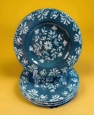 Platos de ensalada SHABBY CHIC MELAMINA verde azulado primavera floral 8,5" (JUEGO DE 4) NUEVOS CON ETIQUETAS Foto 1 de 4