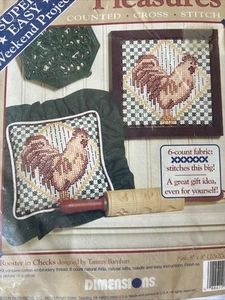 Dimensions Simple Pleasures Country Cross Stitch # 72183 Rooster In Checks Kit - Picture 1 of 6