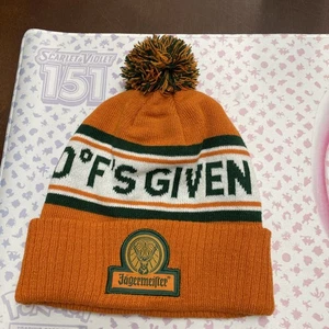 Jagermeister 0 F's Given Pom Beanie NWOT Orange Unisex Jager Hat - Picture 1 of 1