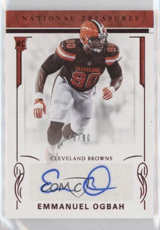 2016 National Treasures Red Jersey Number /90 Emmanuel Ogbah #201 Rookie Auto RC - Image 1 of 2
