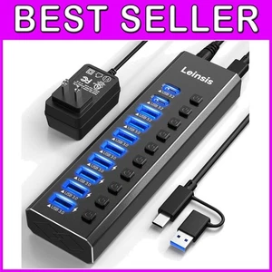 10-Port Powered USB Hub 3.2 with USB-C 3.2/USB-A 3.0 Ports - Picture 1 of 10