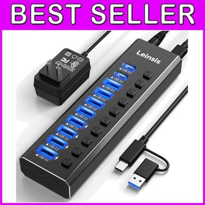 10-Port Powered USB Hub 3.2 with USB-C 3.2/USB-A 3.0 Ports - Image 1 of 4
