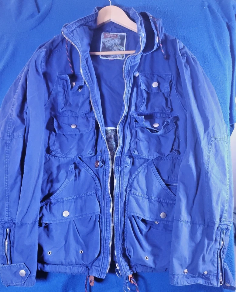 Chaqueta de Campo Prps Azul Cobalto Militar Carga Bolsillo Para Hombre Talla Grande Foto 1 de 4