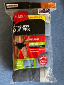 5 Pair Men's Hanes Tagless Mid-Rise Briefs - Size 2XL (44-46") - New - Picture 1 of 6