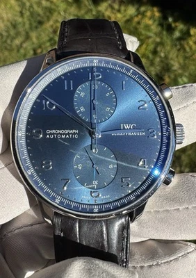 Iwc IW371491 PORTUGIESER CHRONOGRAPH AUTOMATIC BLUE DIAL BOXES PAPERS - Image 1 of 4