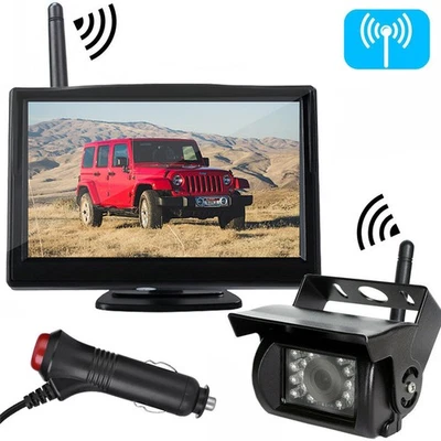 Wireless Backup Camera 5" Monitor Rear View Reverse System for Caravan RVs Truck - Image 1 of 4