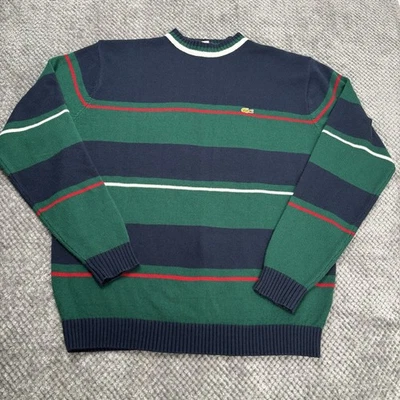 Suéter Pull-over Lacoste Chemise Rayas Verde Azul Marino Rojo 42 Grande Deportivo Foto 1 de 4