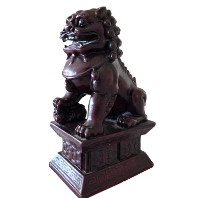 De colección Cinabrio FOO DOG LEÓN Sujetalibros Escultura China Asiática Base Pesada León Foto 1 de 4