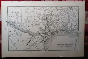 ~1896 Antike Eisenbahnkarte SOUTHERN PACIFIC COMPANY Atlantic System Texas Route - Bild 1 von 7