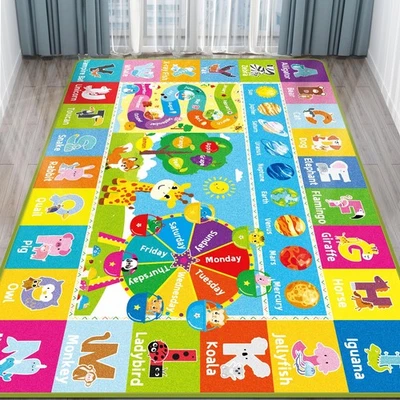 Kids ABC Educational Rug for Playroom & Classroom - Animal, Fruit, Planet Lea... - Image 1 of 4