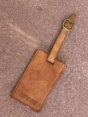 Vintage Hartmann Luggage Travel Bag ID Tag Brown Leather USED - Image 1 of 4