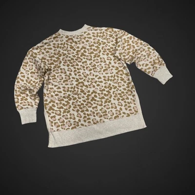 aerie Sweatshirt Animal Print Tan Gray Small Crewneck Tunic Cozy Comfy - Image 1 of 4