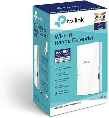 TP-Link AX1500 WiFi 6 Range Extender RE500X White Wall Plug 1500 Ft Dual Band - Image 1 of 4