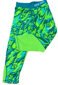 Nike Pro Leggings Girls XLarge Capris Dri Fit 805850-317 Green Youth Athletic - Picture 1 of 9