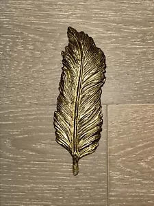 Feather Gold Toned Metal With Wall Mounts 8” - Picture 1 of 10