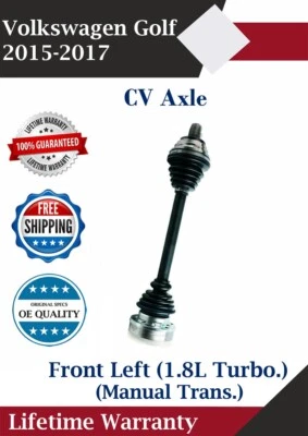 Eje delantero izquierdo CV para Volkswagen Golf 2015-2017 transmisión manual Garantía de por vida Foto 1 de 4