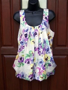 TÚNICA SIN MANGAS H&M TOP TALLA 10 NUEVA SIN ETIQUETAS FLORAL SATINADO PLISADA - Imagen 1 de 8
