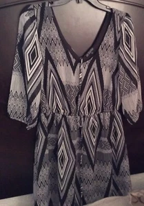 Bebop Midi Dress Black and White Sz L  - Picture 1 of 4