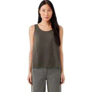 Canotta Eileen Fisher 100% seta verde foglia M design minimalista contemporaneo - Foto 1 di 6