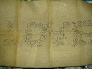 Flower Love Rug Hooking Burlap Canvas - 10x30 Inches - Picture 1 of 3