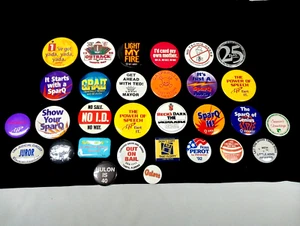 Variety Pin Back Button Pins Many Vintage Lot Of 30 Total - Picture 1 of 6