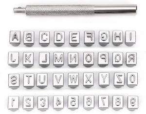 Capital Letters and Numbers Stamp Set, 1/4” / 6Mm Alphabet Stamp Tools Set Leath - Picture 1 of 7