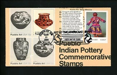 Ranto Cachet US FDC #3873e on 1706-09 combo 1707 Native American pottery 2004 - Image 1 of 2