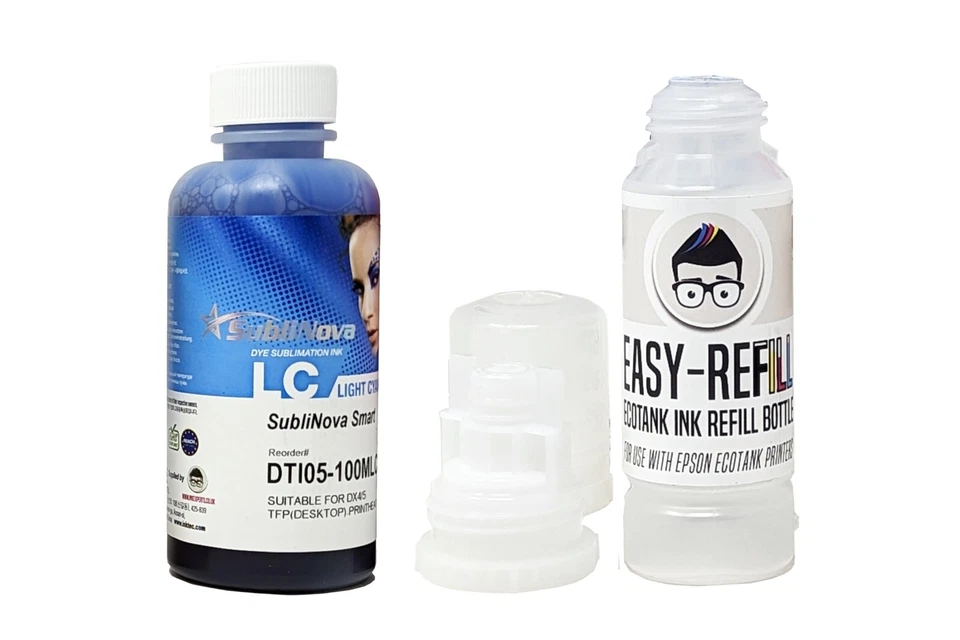 Inktec Light Cyan Dye Sublimation Ink for EPSON Ecotank [Inc Easy Refill Bottle] - Image 1 of 1