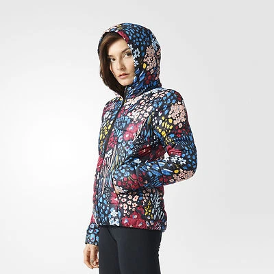 Nuevo~CHAQUETA CON CAPUCHA Adidas DELGADA CON ESTAMPADO INTEGRAL Floral Hoody supergirl~Mujer talla S Foto 1 de 4