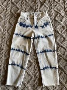 Justice Mini Mom Jeans Girls Sz 7 Bleached Wash Denim - Picture 1 of 4