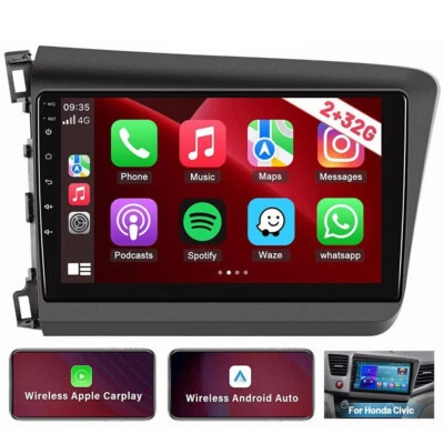 For 2012 Honda Civic Radio Apple CarPlay Android 13 Car Stereo GPS Touch Screen - Image 1 of 4