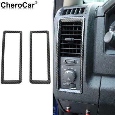 Carbon Fiber Center Console Air Vent Outlet Cover Trim for Dodge Ram 1500 10-17 Foto 1 de 4