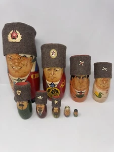 Vintage Russian Leaders Nesting Dolls w/ Rare Felt Hats, 10-Piece Set, EUC - Picture 1 of 15