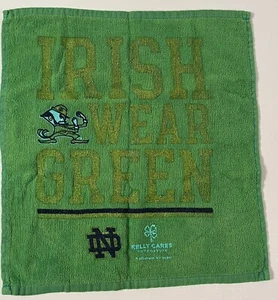 Notre Dame Fighting Irish FOOTBALL “Irish Wear Green" Rally Towel, 17 X 15 Used - Picture 1 of 3
