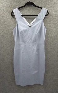 Banana Republic Pencil Dress Womens 12 Sleeveless Dbl V-Neck Chambray Blue NWT - Picture 1 of 14