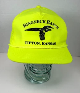 Ringneck Ranch Tipton Kansas Rope Trucker Hat Cap Hi-Viz Neon Green Hunting - Picture 1 of 6
