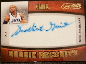 SUNDIATA GAINES 2009-10 Panini Timeless Treasures Recruits AUTO Gold SP /10 Jazz