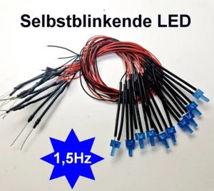10 Piezas Torre LED 2mm Azul Difuso Parpadeo Acabado Cableado para 12-18V DC (C6/2) - Imagen 1 de 3