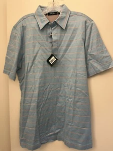 Bobby Jones Blue Cotton Golf / Polo Shirt, w/ Golf Placket, Men's Med, NEW - Picture 1 of 5