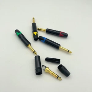 6.35 Mm Gold-plated Microphone Audio Plug Mute Plug Connector Jack Mono Plug - Afbeelding 1 van 15