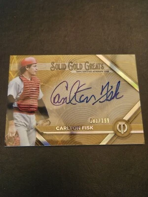 2022 Topps Tribute Carlton Fisk Solid Gold Greats Auto /199 Red Sox Autograph - Image 1 of 4