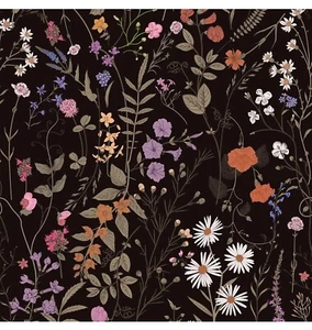 Floral Wallpaper Peel and Stick - Farm Floral Wall 17.3" x 472” Black - Picture 1 of 7