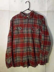 Camicia Columbia Uomo L Carolia Gamecocks Manica Lunga Plaid Bottoni Rosso Grigio - Foto 1 di 16