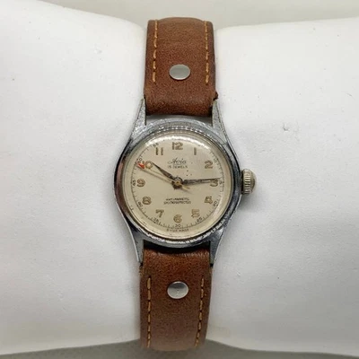 Reloj Mujer Vintage Avia 15 Joyas Mecánico Suizo Tono Plata 24mm Funciona Bien Foto 1 de 4