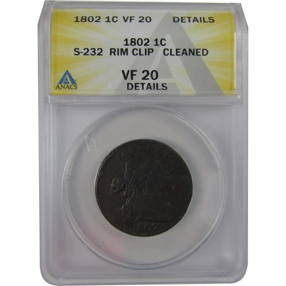1802 Draped Bust Large Cent VF 20 Details ANACS SKU:CPC1193 - Image 1 of 4